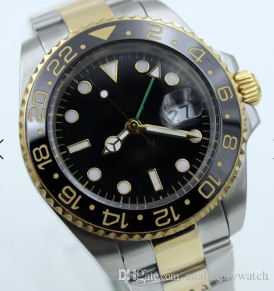 automatic two tone stainless steel mens watches unidirectional rotating black bezel with luminous hands and dot hour markers, Slivery;brown
automatic two tone stainless steel mens watches unidirectional rotating black bezel with luminous hands and dot hour markers, Slivery;brown