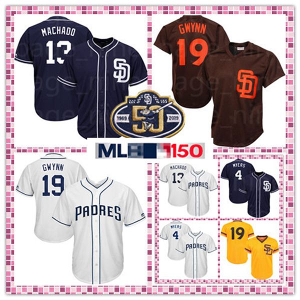 Very popular 13 Manny Machado 50th Patch 100% Stitched San Diego 19 Tony Gwynn Jersey Wil Meyers Cool Base Mesh Baseball Jerseys