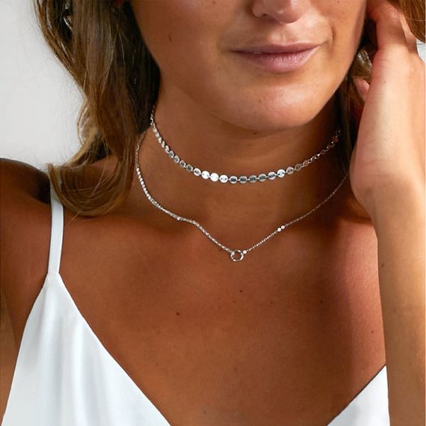fashion simple sequins chokers necklace jewelery double layer chocker for women jewelry, Golden;silver
fashion simple sequins chokers necklace jewelery double layer chocker for women jewelry, Golden;silver