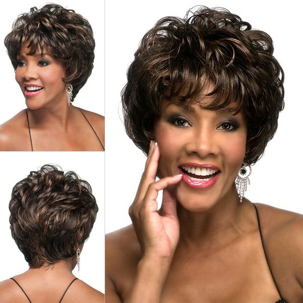 short pixie cut ombre brown wigs natural gray hair short curly wavy full wig, Black
short pixie cut ombre brown wigs natural gray hair short curly wavy full wig, Black