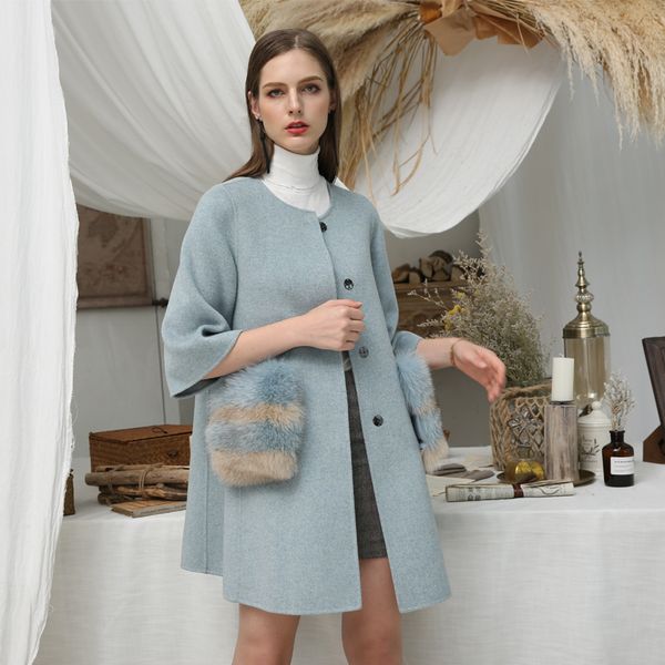 winter jacket women casual wool blends 2019 real fur coat ladies double-sided wool cashmere real fur pocket overcoat, Black
winter jacket women casual wool blends 2019 real fur coat ladies double-sided wool cashmere real fur pocket overcoat, Black