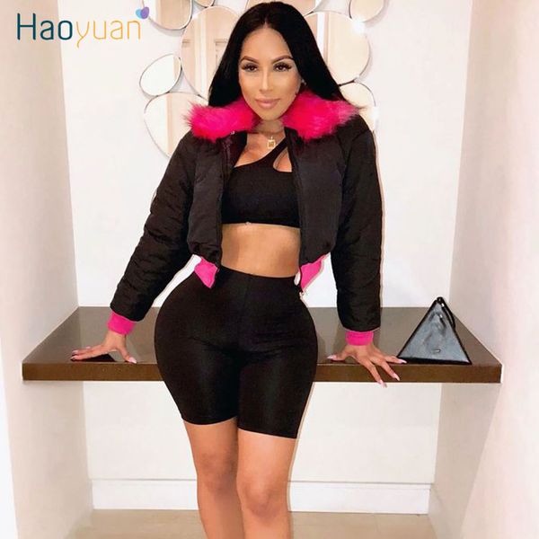 haoyuan winter jacket women crop bubble coat with faux fur collar plus size puffer overcoat windbreaker padded jacket parka, Black
haoyuan winter jacket women crop bubble coat with faux fur collar plus size puffer overcoat windbreaker padded jacket parka, Black