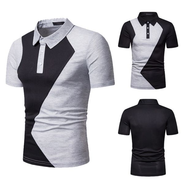 european and american style 2019 new summer men's fashion color matching loose european code short-sleeved shirt, White;black 
european and american style 2019 new summer men's fashion color matching loose european code short-sleeved shirt, White;black