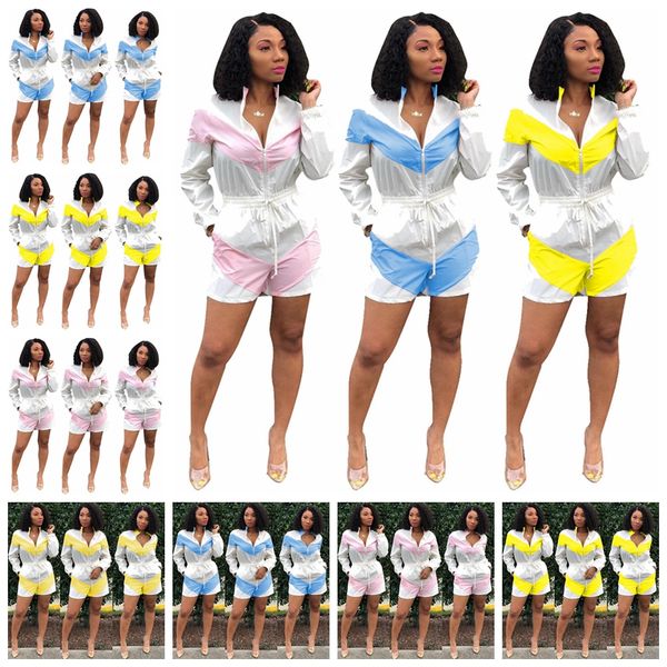 2019 european spring and summer trend lapel zipper long sleeve casual color matching street siamese shorts, support mixed batch, Black;white
2019 european spring and summer trend lapel zipper long sleeve casual color matching street siamese shorts, support mixed batch, Black;white