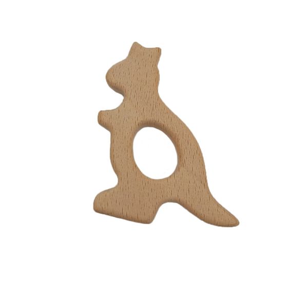 4pcs Wooden Kangaroo Teethers Nature Baby Teething Toy Organic Wood Teething Holder Nursing Baby Teether Soothers Party Favor