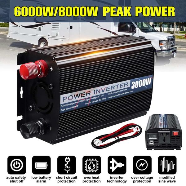 max 6000/8000w dc12v to ac220v dual usb car power inverter charger converter adapter dc12 to ac220 modified sine wave transromer
max 6000/8000w dc12v to ac220v dual usb car power inverter charger converter adapter dc12 to ac220 modified sine wave transromer