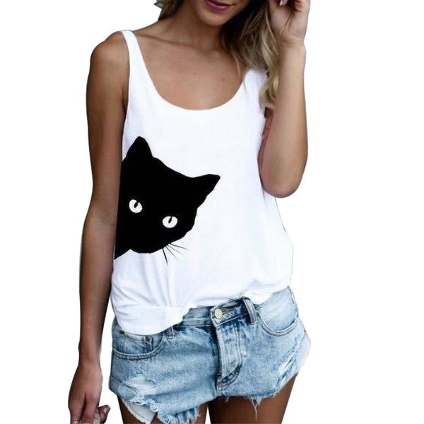 summer women casual sleeveless cat print vest loose ladies print black white grey casual vest crew neck
summer women casual sleeveless cat print vest loose ladies print black white grey casual vest crew neck