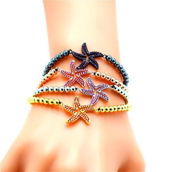 starfish charm bracelets for men woman 24k gold plating micro pave cz 4mm beads classic european style braiding bracelets, Black
starfish charm bracelets for men woman 24k gold plating micro pave cz 4mm beads classic european style braiding bracelets, Black