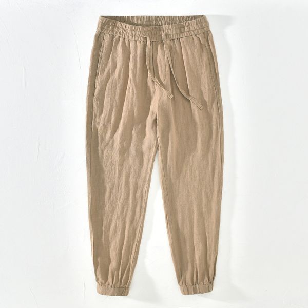 2020 men's summer casual ankle-length pants natural pure linen trousers solid black elastic waist man harem pants y2502
2020 men's summer casual ankle-length pants natural pure linen trousers solid black elastic waist man harem pants y2502