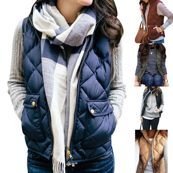 women winter warm stand collar sleeveless coat waistcoat solid thin down lightweight jacket vest slim fleece zipper parka vest, Black;white
women winter warm stand collar sleeveless coat waistcoat solid thin down lightweight jacket vest slim fleece zipper parka vest, Black;white