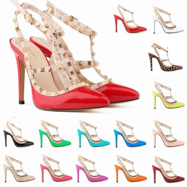 fashion pointed toe high heels patent leather rivets sandals women studded strappy dress shoes valentine high pink grey heel ws01, Black
fashion pointed toe high heels patent leather rivets sandals women studded strappy dress shoes valentine high pink grey heel ws01, Black