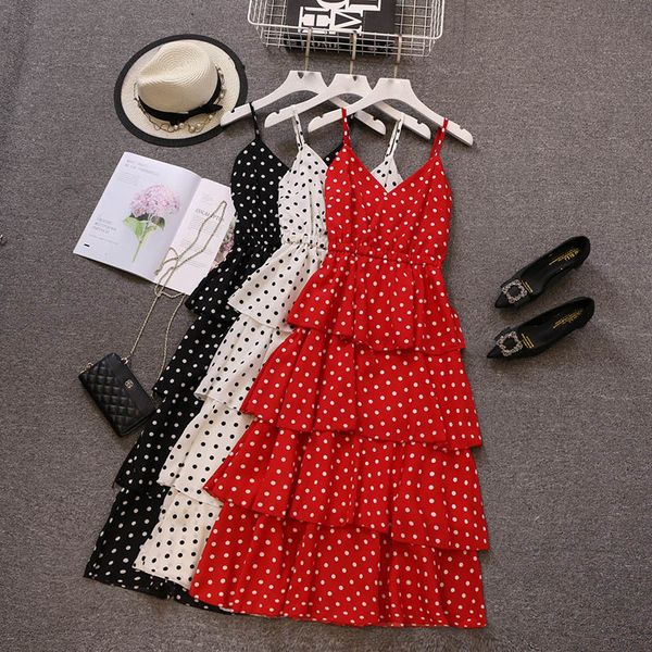 summer new women sling v collar sleeveless cake dress female chiffon wavelet point strap vintage elegant boho dresses w812, Black;gray
summer new women sling v collar sleeveless cake dress female chiffon wavelet point strap vintage elegant boho dresses w812, Black;gray