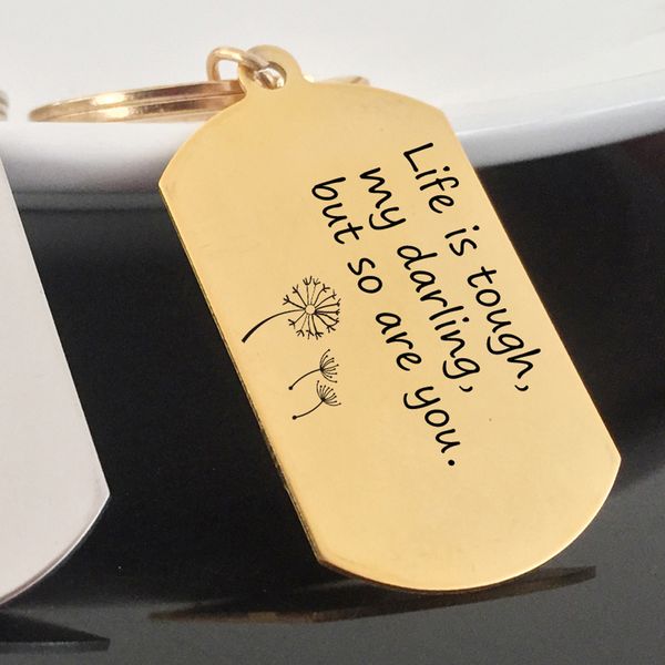 dog tag keyring dandelion inspirational keychain print life is tough keyfob stainless steel keysholder, Silver
dog tag keyring dandelion inspirational keychain print life is tough keyfob stainless steel keysholder, Silver
