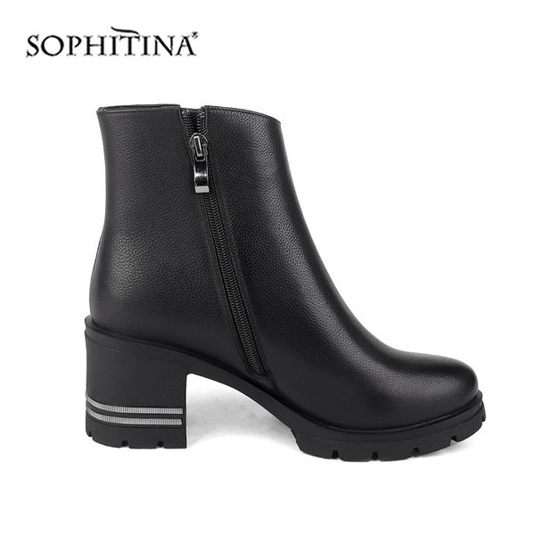 sophitina fashion zipper boots genuine leather square heel comfortable round toe shoes solid new women's boots c228, Black
sophitina fashion zipper boots genuine leather square heel comfortable round toe shoes solid new women's boots c228, Black