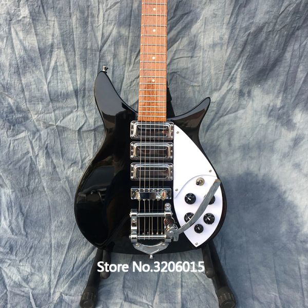 rare john lennon 325 short scale length 527mm jetglo 6 string black electric guitar bigs tailpiece, gloss paint fretboard, 3 toaster pickup2
rare john lennon 325 short scale length 527mm jetglo 6 string black electric guitar bigs tailpiece, gloss paint fretboard, 3 toaster pickup2