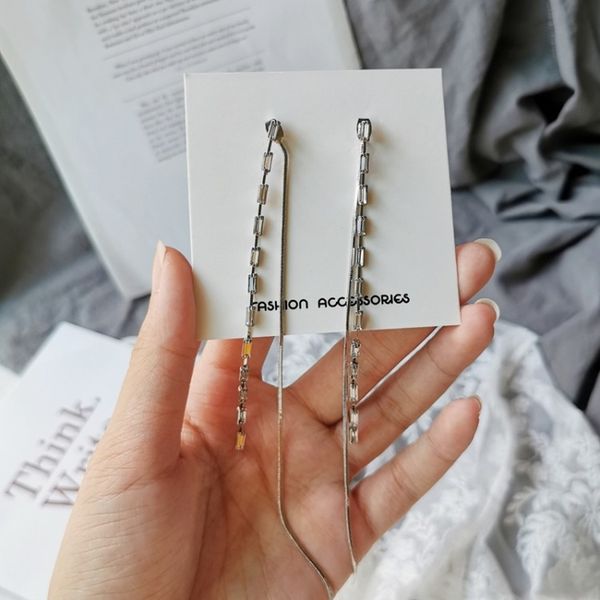 korea simple temperament rhinestones chain long tassel earrings fashion sweet female beautiful jewelry accessories, Silver
korea simple temperament rhinestones chain long tassel earrings fashion sweet female beautiful jewelry accessories, Silver
