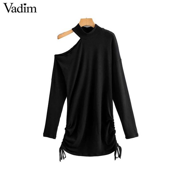 vadim women elegant black mini dress long sleeve cut out shoulder drawstring tie female stretchy dresses vestidos qd049, Black;pink
vadim women elegant black mini dress long sleeve cut out shoulder drawstring tie female stretchy dresses vestidos qd049, Black;pink
