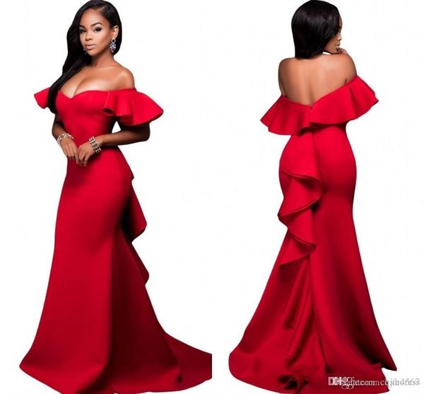 new gorgeous off shoulder mermaid prom dresses with ruffles satin backless saudi arabic evening gowns african long red party dresses aw226, Black
new gorgeous off shoulder mermaid prom dresses with ruffles satin backless saudi arabic evening gowns african long red party dresses aw226, Black