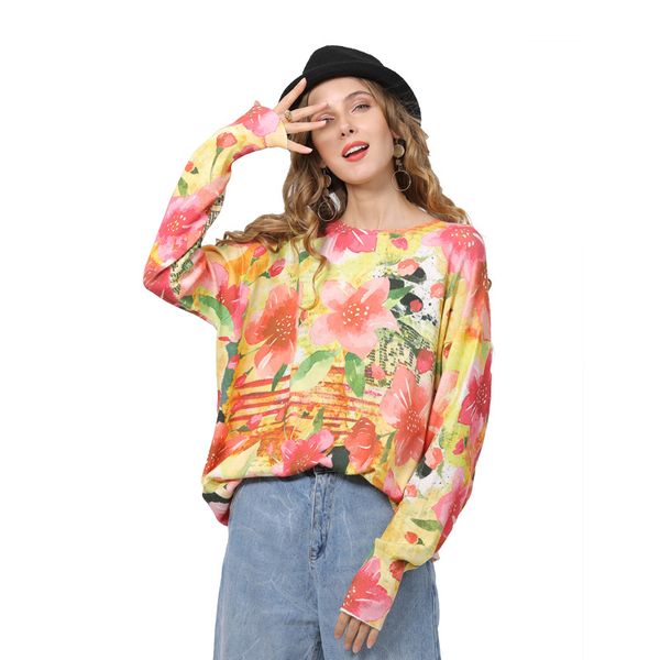 fashion pink flower printed sweater women autumn plus-sized sweater casual loose-fit oversized pullovers d6335, White;black
fashion pink flower printed sweater women autumn plus-sized sweater casual loose-fit oversized pullovers d6335, White;black