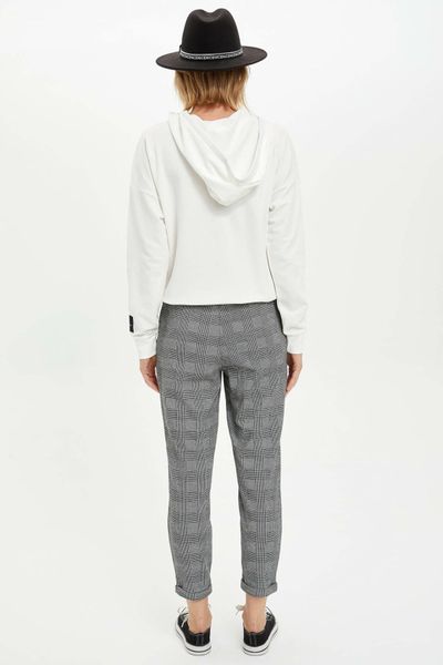 defacto womens mid elastic waist crop pants plaid pattern casual ladies loose trousers sport female comfort - l2882az19au, Black;white
defacto womens mid elastic waist crop pants plaid pattern casual ladies loose trousers sport female comfort - l2882az19au, Black;white