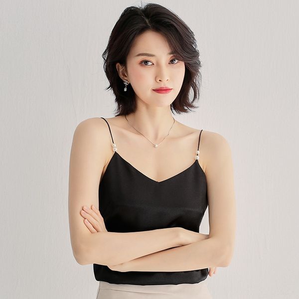v-neck camisole female summer wear sleeveless short pearl vest pearl versatile satin solid color vest, White
v-neck camisole female summer wear sleeveless short pearl vest pearl versatile satin solid color vest, White