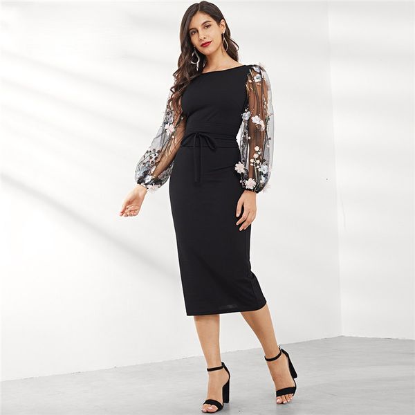 ladies dresses womens clothes black applique embroidered mesh sleeve pencil women autumn elegant boat neck bishop sleeve pencil dresses, Black;gray
ladies dresses womens clothes black applique embroidered mesh sleeve pencil women autumn elegant boat neck bishop sleeve pencil dresses, Black;gray