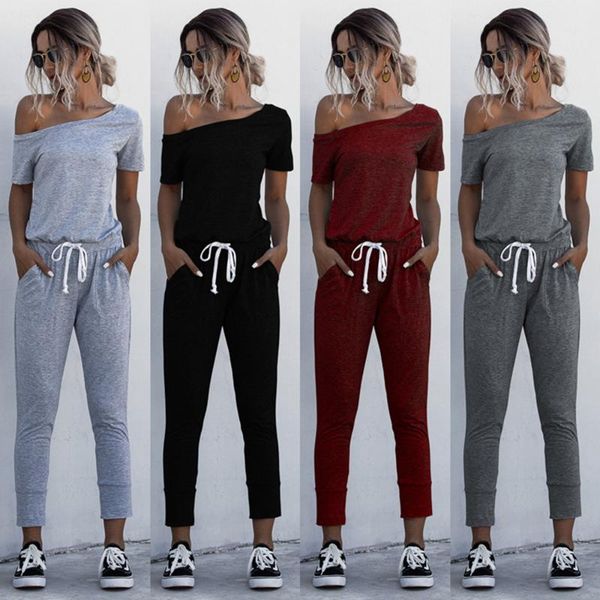 2020 summer off shoulder short sleeved jump suit lace up oblique shoulder solid color casual sports cotton jumpsuit women, Black;white
2020 summer off shoulder short sleeved jump suit lace up oblique shoulder solid color casual sports cotton jumpsuit women, Black;white