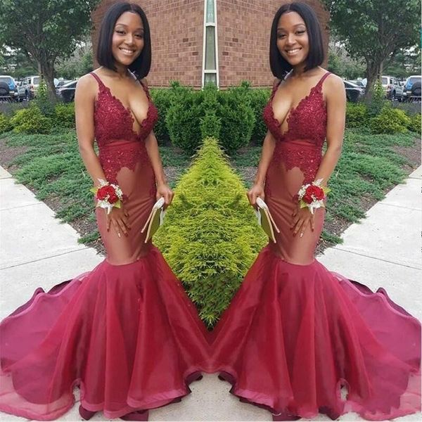 red lace appliques prom dresses v neck organza spaghetti strap women party gowns sweep train with lining formal evening dresses, Black
red lace appliques prom dresses v neck organza spaghetti strap women party gowns sweep train with lining formal evening dresses, Black