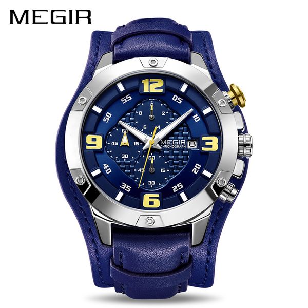 megir men's luminous quartz watches 2019 new relogios masculino leather strap sports army chronograph wrist watch ml2099 blue, Slivery;brown
megir men's luminous quartz watches 2019 new relogios masculino leather strap sports army chronograph wrist watch ml2099 blue, Slivery;brown