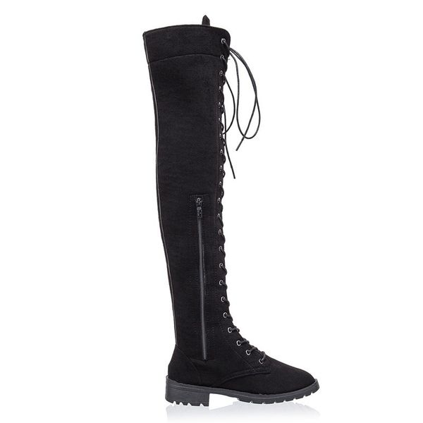 2018 new women's fashion womens knee high boots flat ankle snow dance lace up canvas long boots zapatos de mujer botas, Black
2018 new women's fashion womens knee high boots flat ankle snow dance lace up canvas long boots zapatos de mujer botas, Black