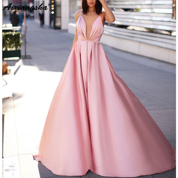 pink evening dresses 2019 sleeveless a-line v-neck satin backless long evening gown simple prom dress, White;black
pink evening dresses 2019 sleeveless a-line v-neck satin backless long evening gown simple prom dress, White;black