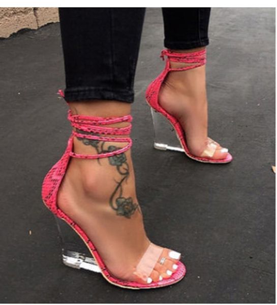 fashion women shoes peep toe pvc transparent heel wedges high heels sandals summes cross strap lace-up pumps, Black
fashion women shoes peep toe pvc transparent heel wedges high heels sandals summes cross strap lace-up pumps, Black