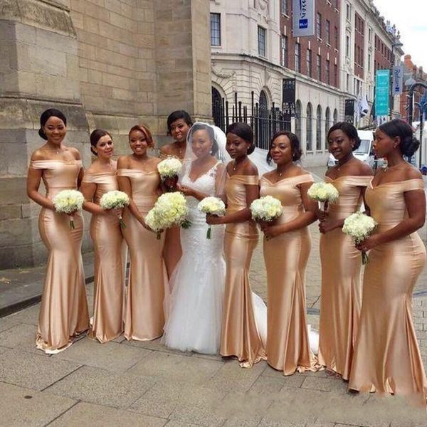 African Off The Shoulder Mermaid Bridesmaids Dresses 2018 New Gold Floor Length Sleeveless Sexy Black Girl Wedding Guest Gowns Prom Dress
African Off The Shoulder Mermaid Bridesmaids Dresses 2018 New Gold Floor Length Sleeveless Sexy Black Girl Wedding Guest Gowns Prom Dress