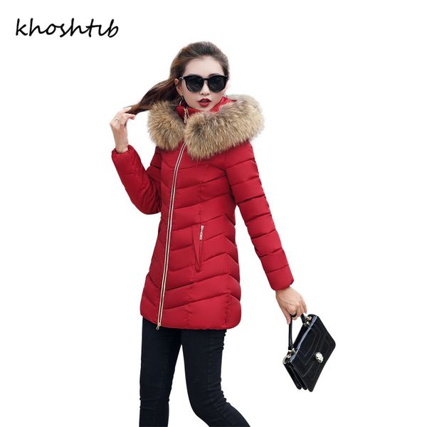 khoshtib women's parkas winter new women's cotton coat long section slim cotton jacket large fur collar down jacket plus size, Black
khoshtib women's parkas winter new women's cotton coat long section slim cotton jacket large fur collar down jacket plus size, Black