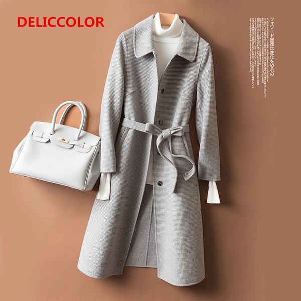 2020 весной длиной 100% шерстяное пальто женщина толщиной элегантный офис леди пальто серый и белый клетчатые шерстяные пальто, White 
2020 весной длиной 100% шерстяное пальто женщина толщиной элегантный офис леди пальто серый и белый клетчатые шерстяные пальто, White