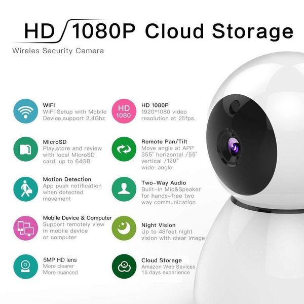 

1080P 3MP Wifi IP Camera Auto Tracking IR Night Vision Home Security Camera Indoor Mini Audio Baby Monitor CCTV Camera IP Hot Sale