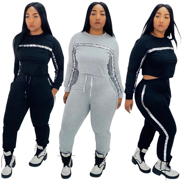 women long sleeves pullover shiny bar patchwork casual club pockets cotton bodycon sports running outfits sports two piece pants set, White
women long sleeves pullover shiny bar patchwork casual club pockets cotton bodycon sports running outfits sports two piece pants set, White
