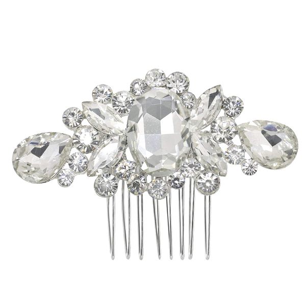 women's bridal wedding flower diamante rhinestones hair clip comb (04