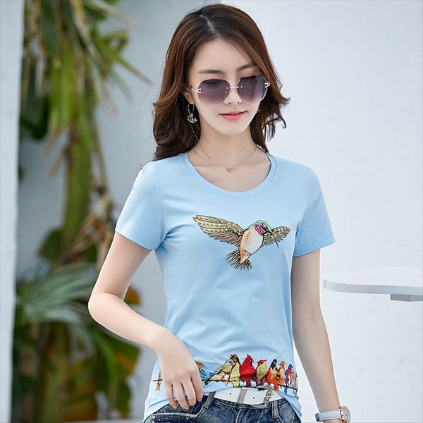 2020 summer clothes ins korean style slim short-sleeved women's t-shirt flying bird round collar versatile women's top, White
2020 summer clothes ins korean style slim short-sleeved women's t-shirt flying bird round collar versatile women's top, White