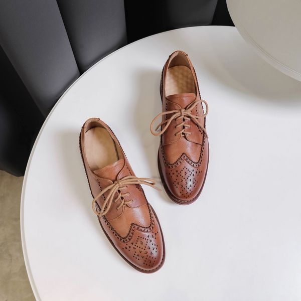 mljuese 2020 women pumps autumn spring soft cow leather lace up brogue style brown color round toe low heels lady shoes party, Black
mljuese 2020 women pumps autumn spring soft cow leather lace up brogue style brown color round toe low heels lady shoes party, Black