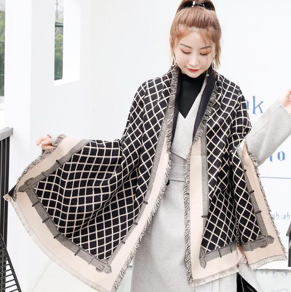 autumn and winter new cashmere plaid scarf women's trellis printing thickened warm multi-functional shawl, Blue;gray
autumn and winter new cashmere plaid scarf women's trellis printing thickened warm multi-functional shawl, Blue;gray
