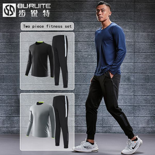 sports suit men's running suit fall/winter long-sleeved quick-dry clothes two basketball gym workout suits for winter, White;black 
sports suit men's running suit fall/winter long-sleeved quick-dry clothes two basketball gym workout suits for winter, White;black