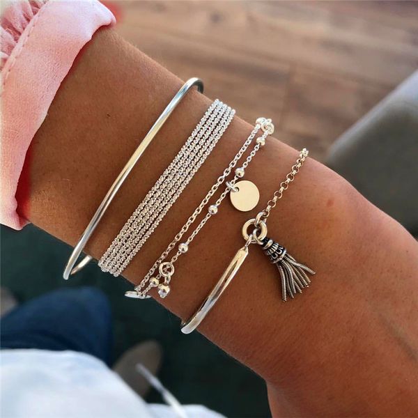 new vintage silver tassel bracelets set for women multi layer round charms mix cuff bangle bracelet 4pcs/set zl, Golden;silver
new vintage silver tassel bracelets set for women multi layer round charms mix cuff bangle bracelet 4pcs/set zl, Golden;silver