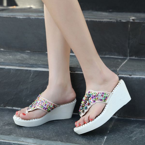ymechic 2018 fashion bohemian white party wedding platform wedges flip flops high heel shoes summer women's slides bead slippers, Black
ymechic 2018 fashion bohemian white party wedding platform wedges flip flops high heel shoes summer women's slides bead slippers, Black