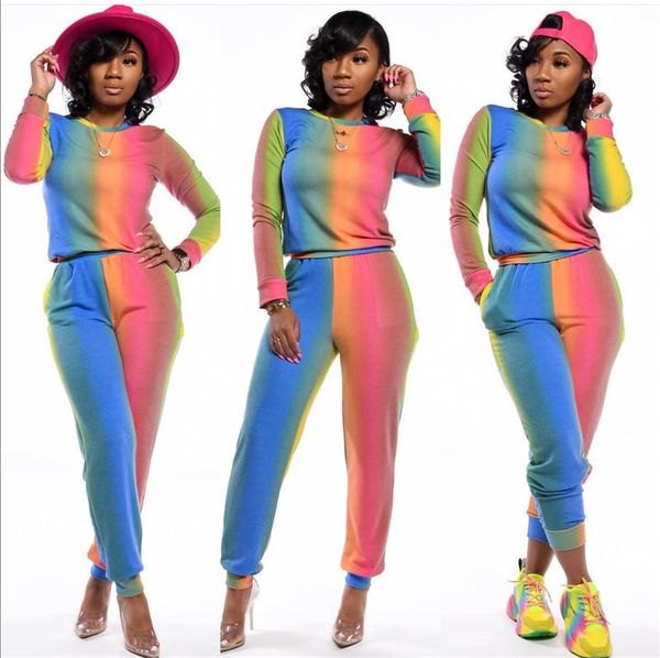 new womens autumn contrast color tracksuits rainbow printed pullover long sleeve clothing casual sports style apparel, Gray
new womens autumn contrast color tracksuits rainbow printed pullover long sleeve clothing casual sports style apparel, Gray