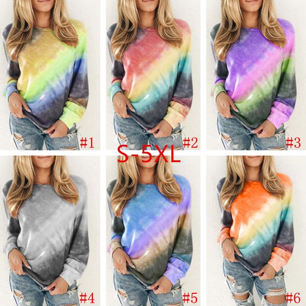 женщины дамы радуга gradient кофты с длинным рукавом круглый воротник пуловер топы tee свободные футболки tie dye негабаритные spring повсед, White
женщины дамы радуга gradient кофты с длинным рукавом круглый воротник пуловер топы tee свободные футболки tie dye негабаритные spring повсед, White