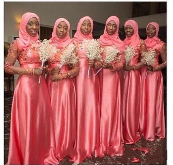 vintage coral saudi arabic bridesmaid dresses long sleeves lace satin a line illusion ruched wedding guest party evening formal dress, White;pink
vintage coral saudi arabic bridesmaid dresses long sleeves lace satin a line illusion ruched wedding guest party evening formal dress, White;pink