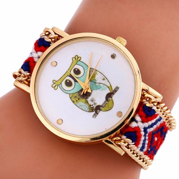 women owl pattern handmade bracelet watches knitting dial quartz bracelet watch new design rope beads wrist watches gift relogio, Slivery;brown
women owl pattern handmade bracelet watches knitting dial quartz bracelet watch new design rope beads wrist watches gift relogio, Slivery;brown