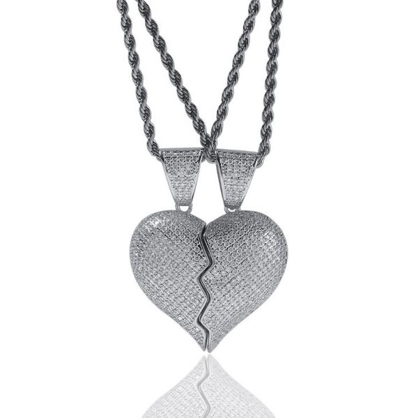 broken heart pendant necklace hip hop fully iced out bling diamond copper zircon plated with 18 inch stainless rope chain, Silver
broken heart pendant necklace hip hop fully iced out bling diamond copper zircon plated with 18 inch stainless rope chain, Silver
