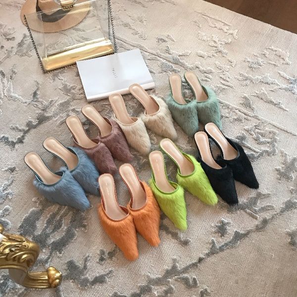 candy color mink hair slippers kitten heels closed toe mules shoes woman brand designer ladies fur slides celebrities flip flops, Black
candy color mink hair slippers kitten heels closed toe mules shoes woman brand designer ladies fur slides celebrities flip flops, Black